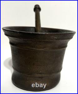 Rare Antique Bronze Mortar and Pestle Crude Odd Casting 5 Heavy 5 Ibs