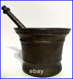 Rare Antique Bronze Mortar and Pestle Crude Odd Casting 5 Heavy 5 Ibs