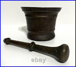Rare Antique Bronze Mortar and Pestle Crude Odd Casting 5 Heavy 5 Ibs
