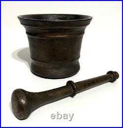 Rare Antique Bronze Mortar and Pestle Crude Odd Casting 5 Heavy 5 Ibs