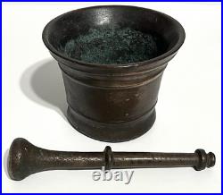 Rare Antique Bronze Mortar and Pestle Crude Odd Casting 5 Heavy 5 Ibs