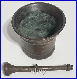 Rare Antique Bronze Mortar and Pestle Crude Odd Casting 5 Heavy 5 Ibs
