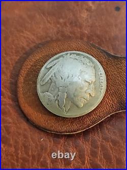 Rare Antique Buffalo Indian Head Liberty Snap Leather Journal Cover. Early 1900s
