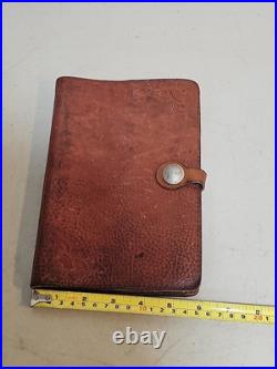 Rare Antique Buffalo Indian Head Liberty Snap Leather Journal Cover. Early 1900s
