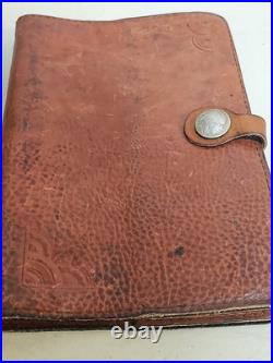 Rare Antique Buffalo Indian Head Liberty Snap Leather Journal Cover. Early 1900s