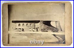 Rare Antique Cabinet Card Photo Early Toy Train Locomotive Salesman Sample