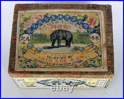 Rare Antique Canton, China Tack Kee & Co Cardboard Tea Box & Caddy
