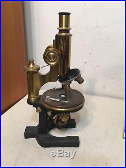 Rare Antique Carl Zeiss Microscope With 4 Objectives Brass Parts Early
