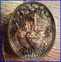 Rare Antique Catholic Benedictine Early Metal Reliquary