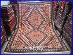 Rare Antique Caucasian Area Kilim Rug 7x10 Handwoven Geometric Nomadic Wool Rug Rare Antique Caucasian Area Kilim Rug 7x10 Handwoven Geometric Nomadic Wool Rug