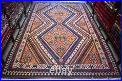 Rare Antique Caucasian Area Kilim Rug 7x10 Handwoven Geometric Nomadic Wool Rug Rare Antique Caucasian Area Kilim Rug 7x10 Handwoven Geometric Nomadic Wool Rug