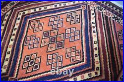 Rare Antique Caucasian Area Kilim Rug 7x10 Handwoven Geometric Nomadic Wool Rug Rare Antique Caucasian Area Kilim Rug 7x10 Handwoven Geometric Nomadic Wool Rug