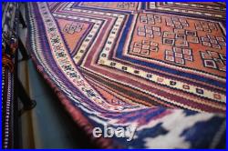 Rare Antique Caucasian Area Kilim Rug 7x10 Handwoven Geometric Nomadic Wool Rug Rare Antique Caucasian Area Kilim Rug 7x10 Handwoven Geometric Nomadic Wool Rug