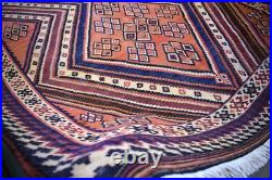 Rare Antique Caucasian Area Kilim Rug 7x10 Handwoven Geometric Nomadic Wool Rug Rare Antique Caucasian Area Kilim Rug 7x10 Handwoven Geometric Nomadic Wool Rug
