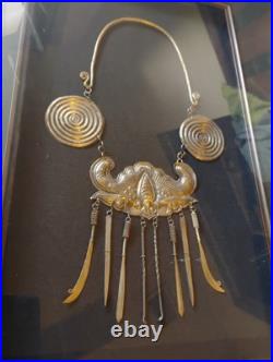 Rare Antique Ceremonial Collar Necklace Early Silver Guizhou Bat Necklace