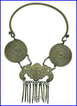 Rare Antique Ceremonial Collar Necklace Early Silver Guizhou Bat Necklace