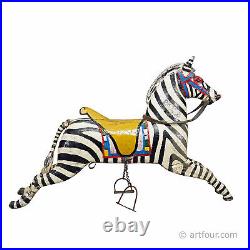 Rare Antique Children Carousel Zebra, Germany early 20th Century