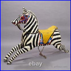 Rare Antique Children Carousel Zebra, Germany early 20th Century