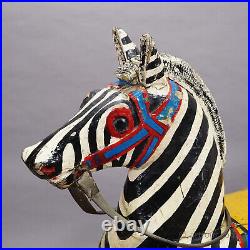 Rare Antique Children Carousel Zebra, Germany early 20th Century