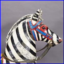 Rare Antique Children Carousel Zebra, Germany early 20th Century