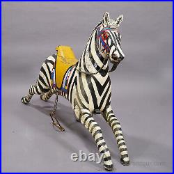 Rare Antique Children Carousel Zebra, Germany early 20th Century