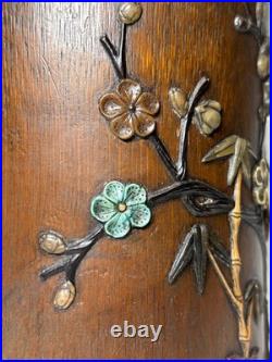 Rare Antique Chinese 18th C. Early Qing Bamboo Brush Pot