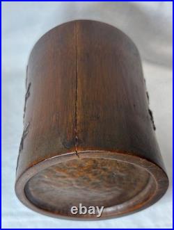 Rare Antique Chinese 18th C. Early Qing Bamboo Brush Pot