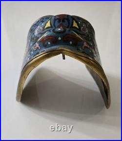 Rare Antique Chinese Cloisonne War Horse Saddle Vintage Enamel