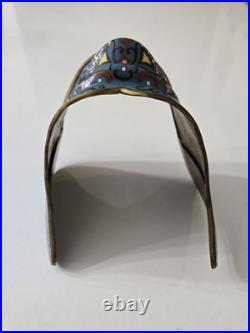 Rare Antique Chinese Cloisonne War Horse Saddle Vintage Enamel