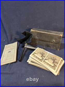 Rare Antique CorteScope Folding Stereoscope Viewer with Box Manual & 21 Photo Card