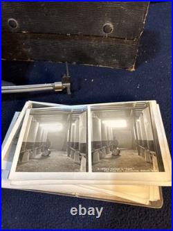 Rare Antique CorteScope Folding Stereoscope Viewer with Box Manual & 21 Photo Card