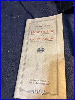 Rare Antique CorteScope Folding Stereoscope Viewer with Box Manual & 21 Photo Card