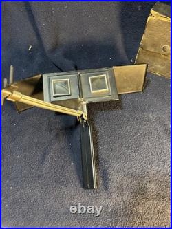 Rare Antique CorteScope Folding Stereoscope Viewer with Box Manual & 21 Photo Card