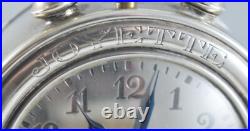 Rare Antique Danish Silver Nautical Ships Wheel 8 Day Desk Clock 1919