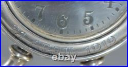 Rare Antique Danish Silver Nautical Ships Wheel 8 Day Desk Clock 1919