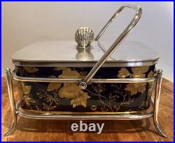 Rare Antique Davenport Early Victorian Fine Porcelain Dish With Silver 925 Rack