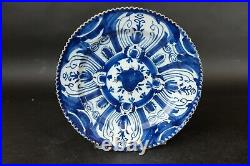Rare Antique Dutch Delft plate with carved edge early 18th Century, ex museum Rare Antique Dutch Delft plate with carved edge early 18th Century, ex museum
