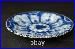 Rare Antique Dutch Delft plate with carved edge early 18th Century, ex museum