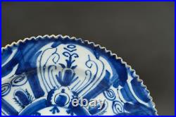 Rare Antique Dutch Delft plate with carved edge early 18th Century, ex museum Rare Antique Dutch Delft plate with carved edge early 18th Century, ex museum