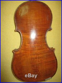 Rare Antique Early 1800s Italian German4/4 Violin & Case-14 Inch Back-NiceTone