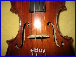Rare Antique Early 1800s Italian German4/4 Violin & Case-14 Inch Back-NiceTone