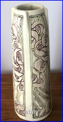 Rare Antique Early 1900's Weller Roma Vase WithFour Panels Flowers 12 Tall