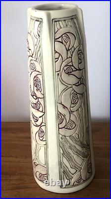 Rare Antique Early 1900's Weller Roma Vase WithFour Panels Flowers 12 Tall