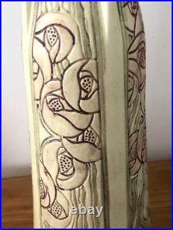 Rare Antique Early 1900's Weller Roma Vase WithFour Panels Flowers 12 Tall