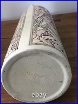 Rare Antique Early 1900's Weller Roma Vase WithFour Panels Flowers 12 Tall