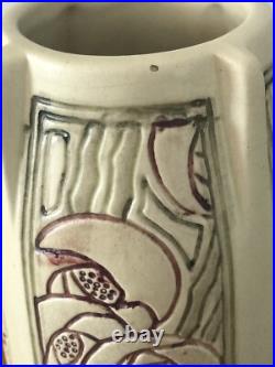 Rare Antique Early 1900's Weller Roma Vase WithFour Panels Flowers 12 Tall