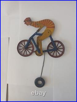 Rare Antique Early 1900s Gilbert Bicycle Racer Balance Tin Toy MOTORCYCLE MIKE
