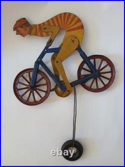 Rare Antique Early 1900s Gilbert Bicycle Racer Balance Tin Toy MOTORCYCLE MIKE