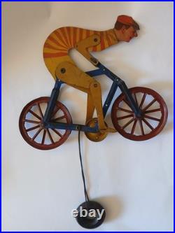 Rare Antique Early 1900s Gilbert Bicycle Racer Balance Tin Toy MOTORCYCLE MIKE