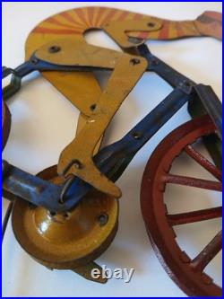 Rare Antique Early 1900s Gilbert Bicycle Racer Balance Tin Toy MOTORCYCLE MIKE